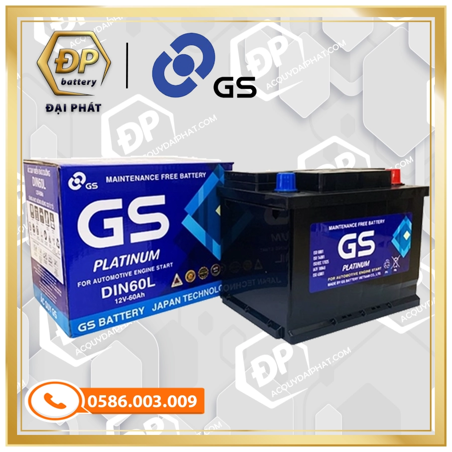 Ắc Quy GS DIN60L-LBN (12V-60Ah)