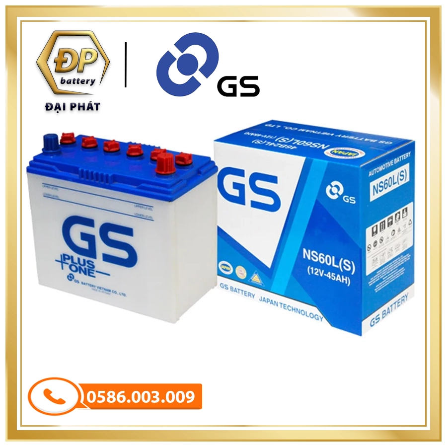 Ắc Quy GS NS60LS (12V-45Ah) (Cọc Lớn)
