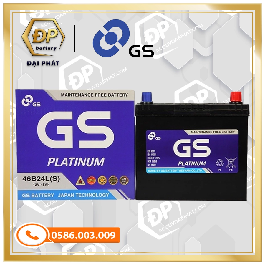 Ắc Quy GS MF 46B24L (S) (12V-45Ah, Cọc Lớn)