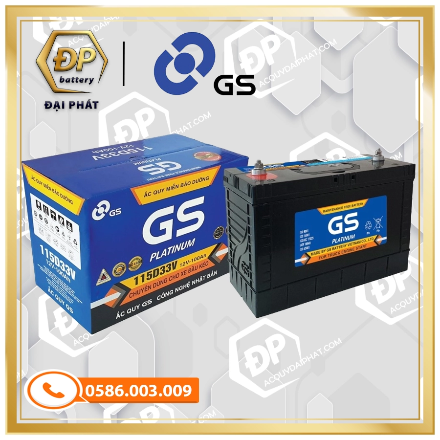 Ắc Quy GS MF 115D33V (12V-100Ah, Cọc Vít)