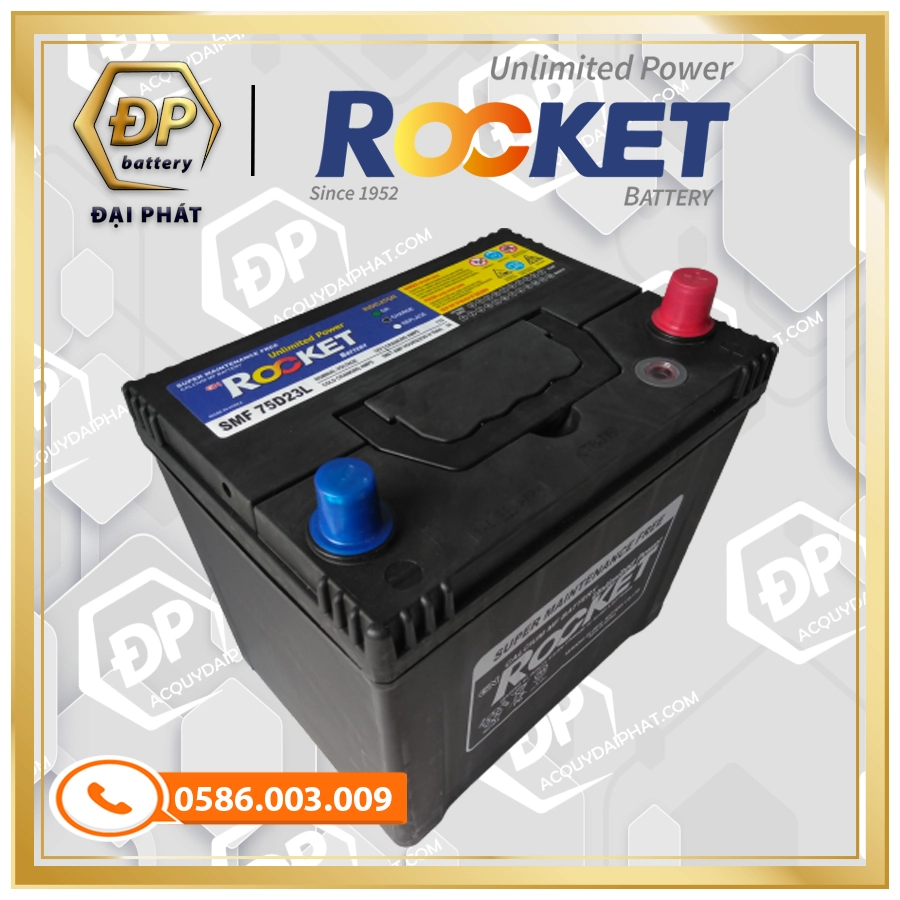 Ắc Quy Rocket SMF 75D23L (12V-65Ah)