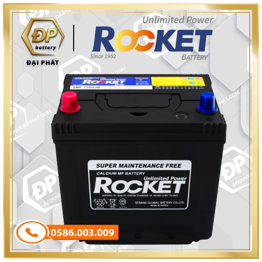 Ắc Quy Rocket SMF 75D23R (12V-65Ah)