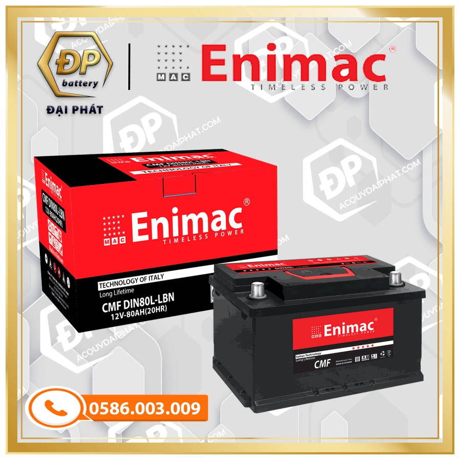 Ắc Quy Enimac DIN80L-LBN (12V-80Ah)